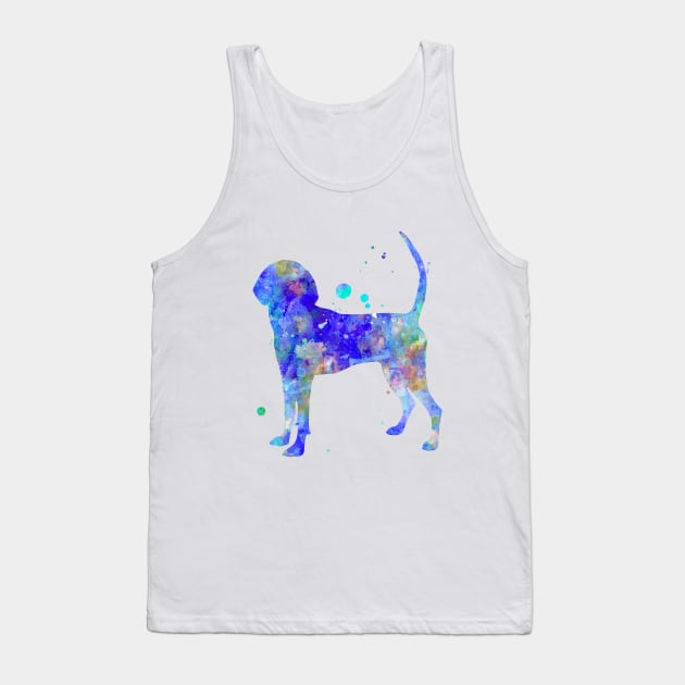 Bluetick Coonhound Dog Watercolor Painting Tank Top by Miao Miao Design